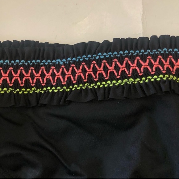 Hobie Black Raffle Waistband Vibrant Hue Stitching Hipster Swim Bikini Bottom 14 - Picture 10 of 10